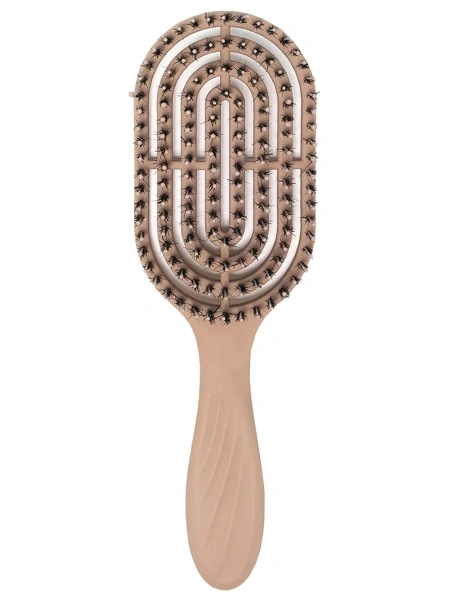 Расческа массажная для волос с натуральной щетиной, Бежевая Solomeya Hair Brush with natural boar bristle, Beige, 1 шт
